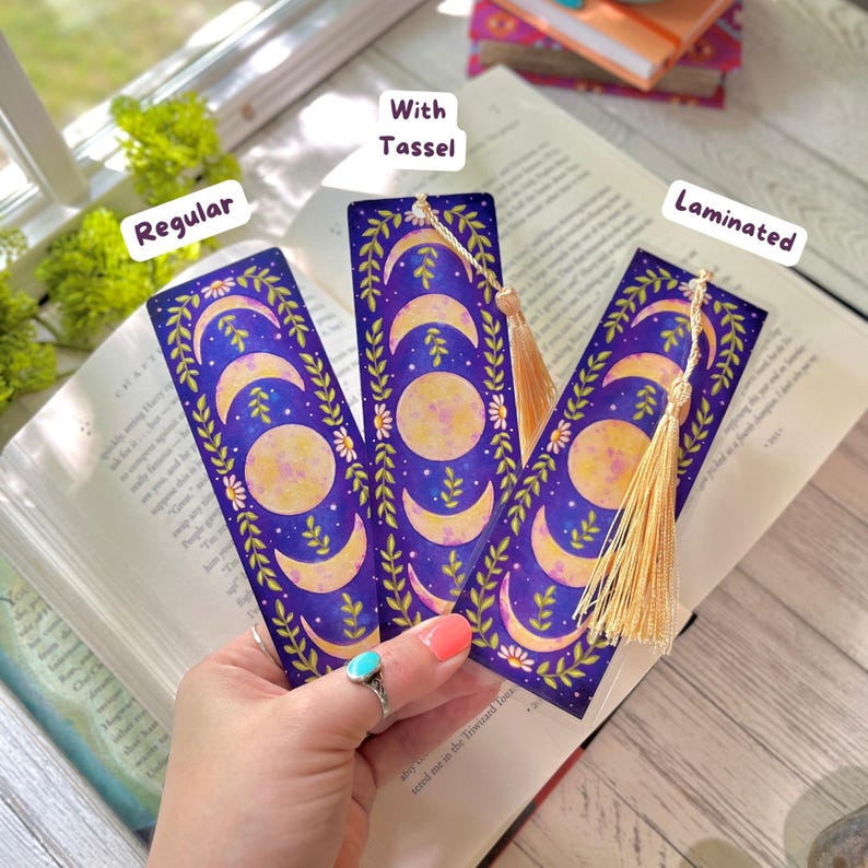 Moon Phases Bookmark With Tassel - Cute Celestial Witchy Bookmark for ...