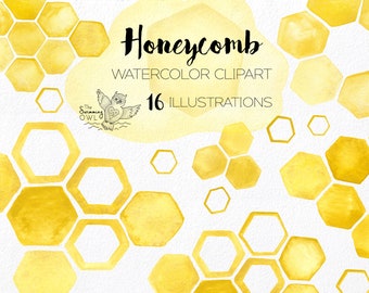 Aquarell Bienenwabe Clipart - Aquarell Clipart - Bienenwabe Muster - Bienenwabe Clipart - Bienenwabe Hintergrund - Planer Clipart