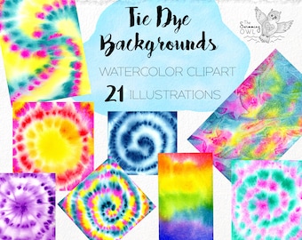 Watecolor Tie Dye Backgrounds- Tie Dye Background - Tie Dye Clipart - Tie Dye PNG - Shibori Tie Dye - Rainbow Tie Dye - Digital Paper