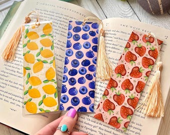 Cute Fruity Bookmark Set of 3 - Summer Bookmark Bundle For Readers - Cute Book Club Gift