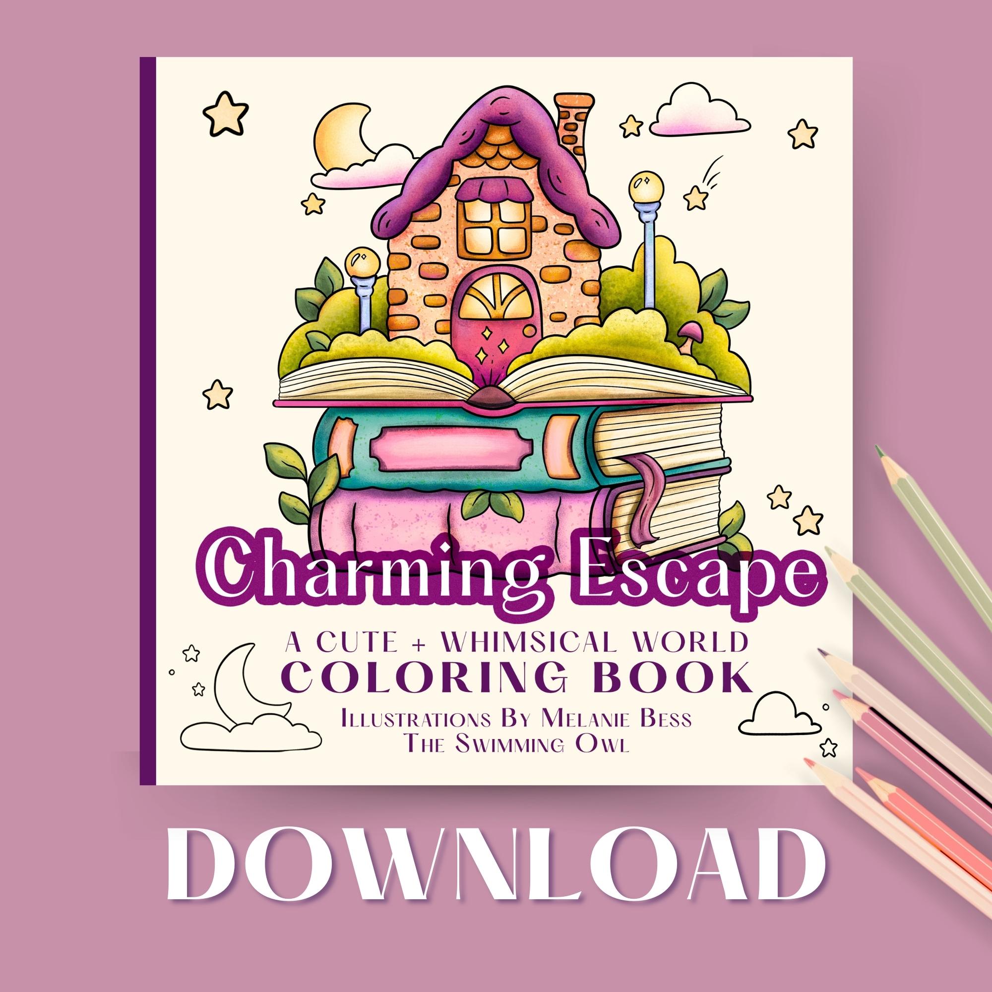 Charming Escape Coloring Book Download – Cozy Cottagecore Aesthetic Coloring Pages for Adults (Digital PDF + PNG)