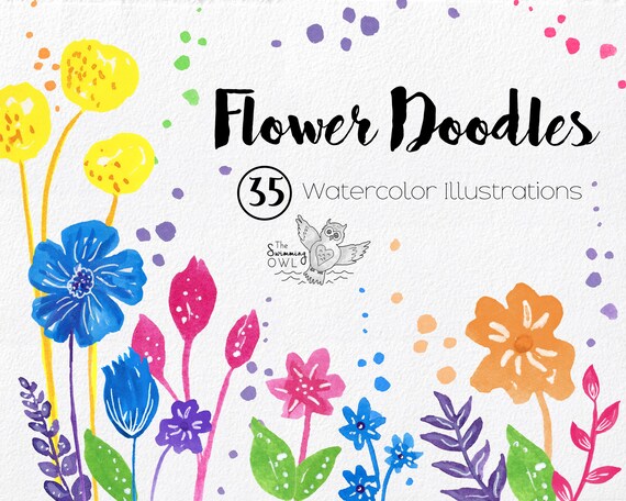 Flower Clipart Watercolor Clipart Flower Doodles Floral Etsy Flower Clipart Watercolor Clipart Flower Doodles Floral Etsy