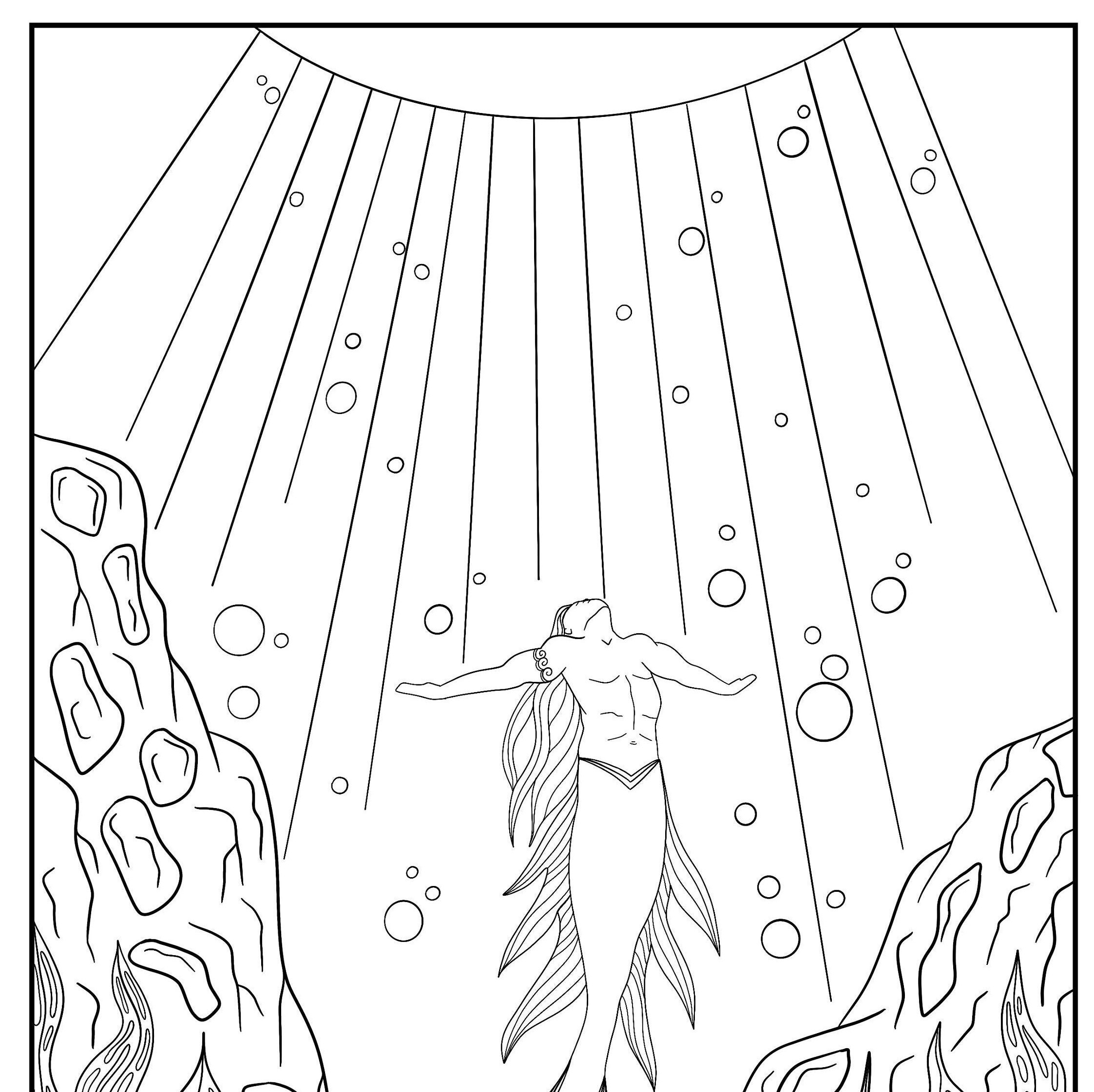 Merman Coloring Page Printable Coloring Page Adult - Etsy