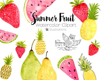 Watercolor Summer Fruit Clipart, Vibrant Fresh Fruit Graphics To Design Fun Summer Products