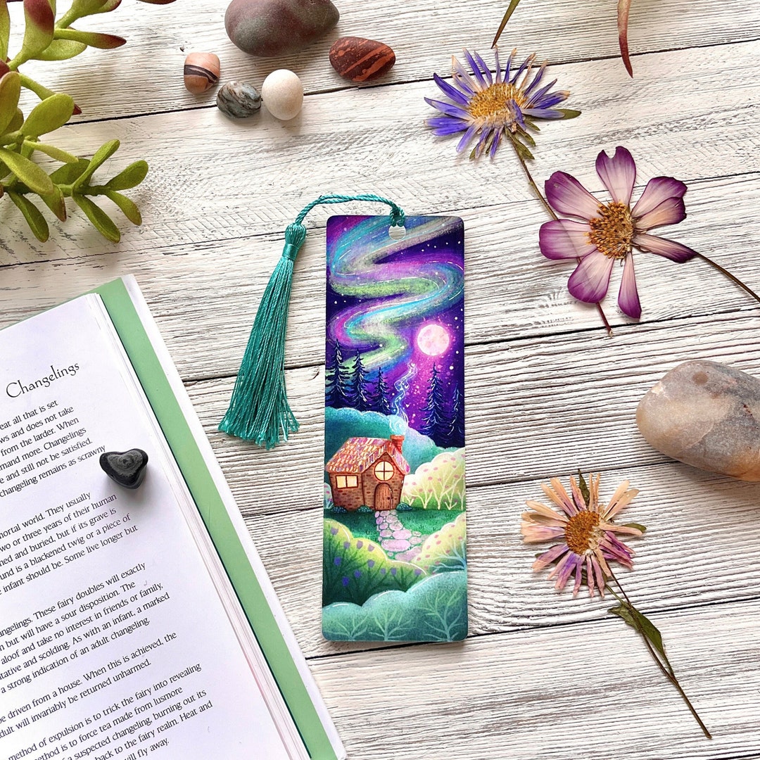 Northern Lights Bookmark With Tassel - Cozy Celestial Cottagecore ...