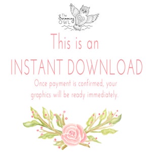 K&ouml;nnte beinhalten: Eine digitale Download-Grafik mit einem rosafarbenen Rosenbl&uuml;ten-Design und dem Text "Dies ist ein SOFORTIGER DOWNLOAD. Sobald die Zahlung best&auml;tigt wurde, sind Ihre Grafiken sofort verf&uuml;gbar."