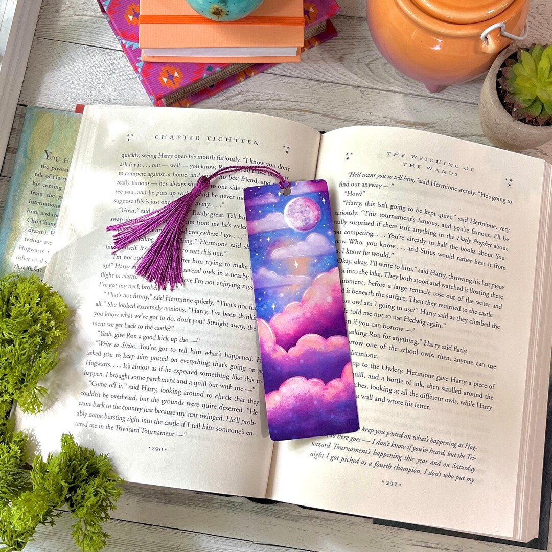 Dreamy Clouds Bookmark With Tassel - Cute Celestial Bookmark for ...