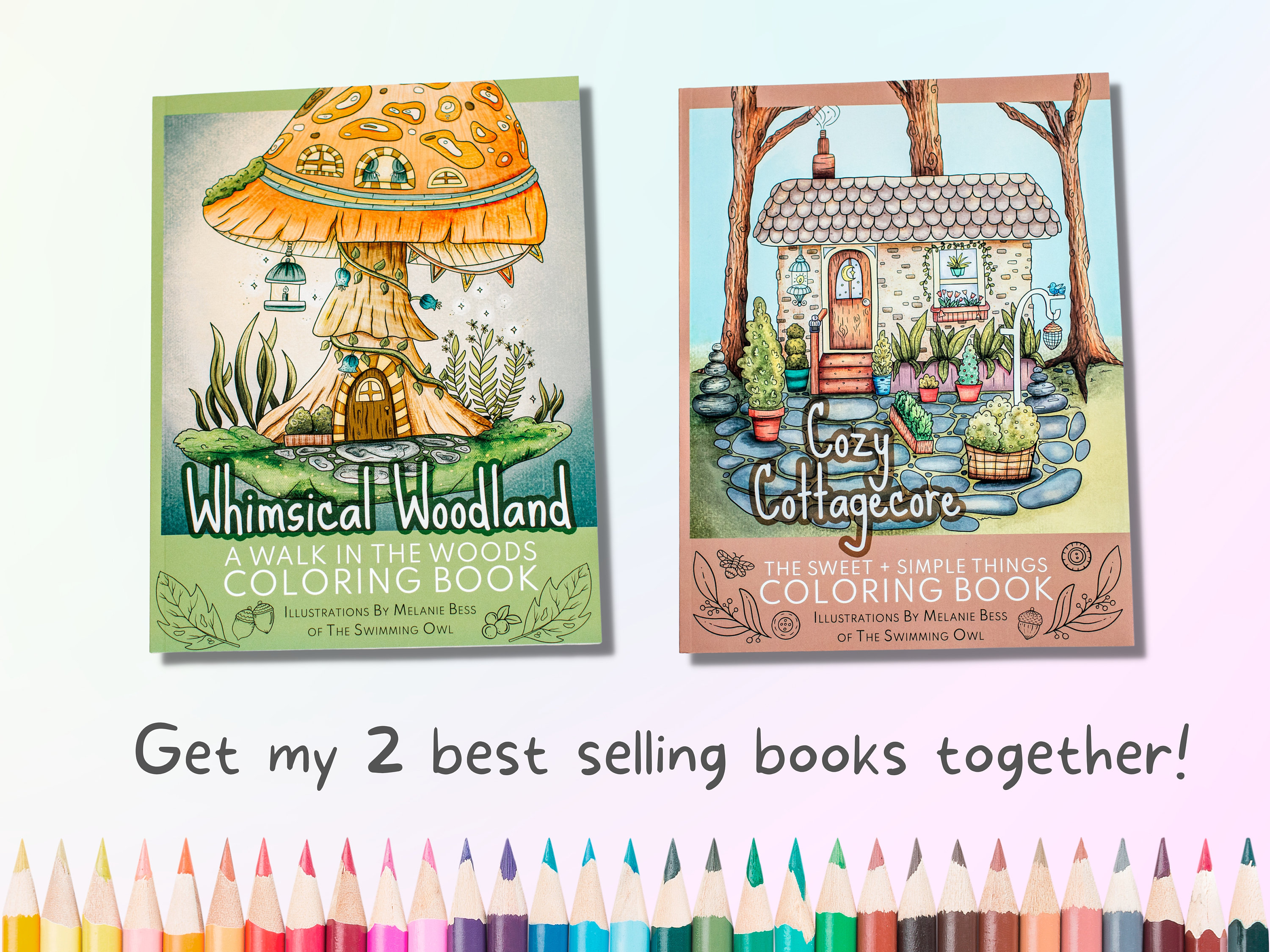 Cute Coloring Book Bundle for Adults, Whimsical Woodland Cozy