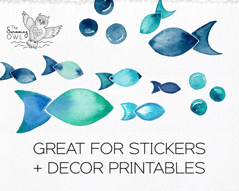 Fish Watercolor Clipart Watercolor Clipart Ocean Clipart Tropical Fish Clipart Fishing Clipart Nautical Clipart Fish Logo image 4