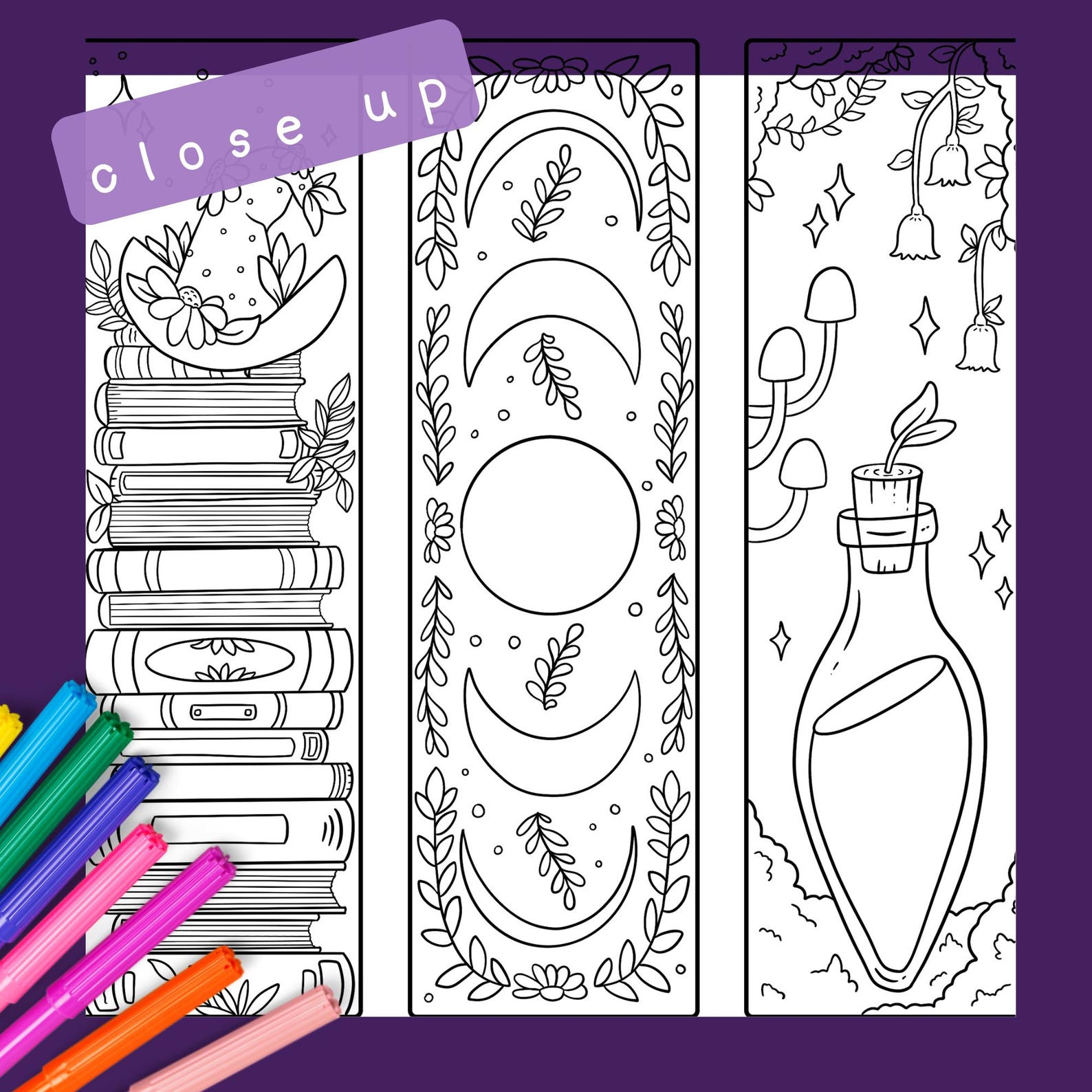 Witchy Bookmarks Coloring Page | Halloween Bookmarks Printable Coloring ...