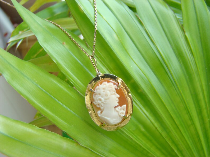 Antique Gilded Cameo Pendant-brooch in Silver frame 1900s. NEW*