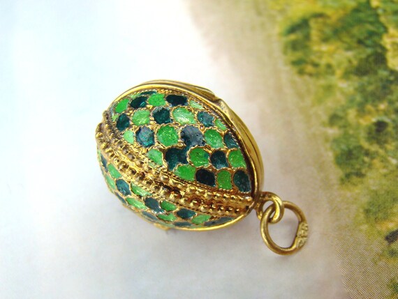 Rare antique Faberge Egg Medallion, Gilded Silver
