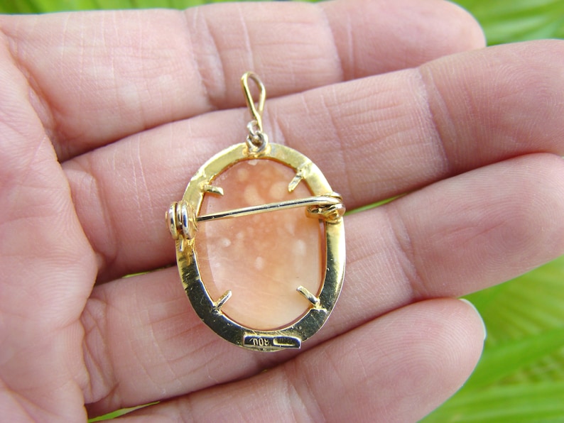 Antique Gilded Cameo Pendant-brooch in Silver frame 1900s. NEW*