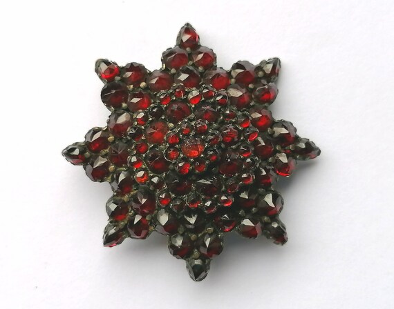 Antique Biedermeier Garnets Brooch Star. Original
