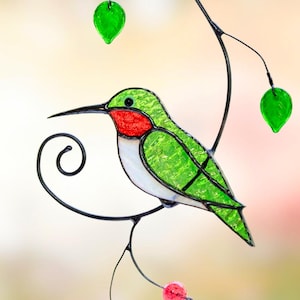 Stained glass bird suncatcher Grandma gift Custom stained glass window hangings 6th anniversary gift