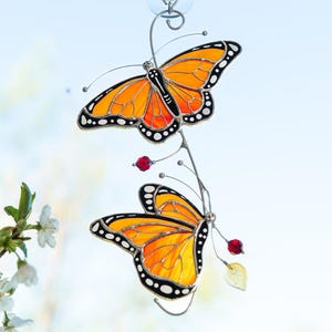 Stained glass monarch butterfly Best gift for mom Butterfly gifts stained glass window hangings Patio decor