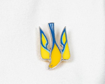 Stained glass bird pin Mothers Day gift Custom stained glass bird brooch Ukrainian pin stained glass jewelry Coat of arms