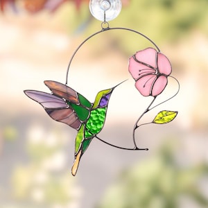 Kolibri Suncatcher Weihnachtsgeschenke Frau Kolibri Buntglas Fensterbehänge Fairy garden Accessoires