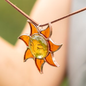 Stained glass sunshine necklace