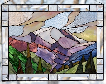 Mount Rainier Buntglasfensterbehänge Neues Jobgeschenk für sie Benutzerdefinierte Buntglastafel Bergwandkunst Freund Weihnachtsgeschenke