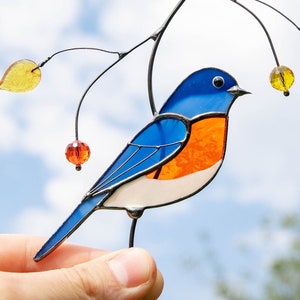 stained glass bluebird light catcher