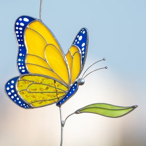 Stained glass window hangings Handmade gifts Ukrainian stained glass butterfly suncatcher Christmas gift Custom stained glass art