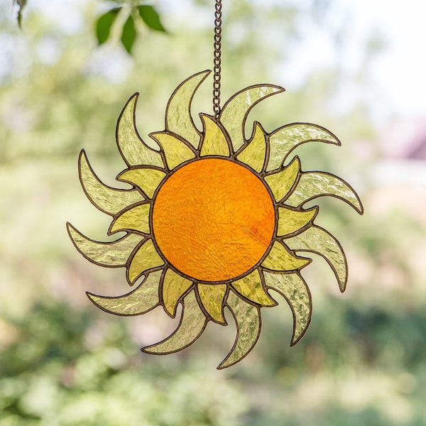 Modern stained glass sun suncatcher Mothers Day gift Custom stained glass window hangings decor