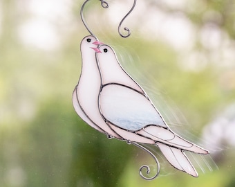 Moderne glas-in-lood duif kunst Moederdag cadeaus Op maat gemaakte glas-in-lood raamhangers Glas-in-lood vogel suncatcher