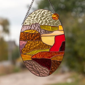 Grand Canyon Arizona stained glass window hangings Christmas gifts boss Top selling items Custom stained glass window panel