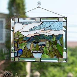 Estes park stained glass window hangings Mothers Day gift Custom stained glass panel wedding parent gift