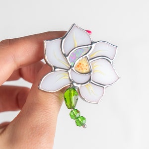 white lotus stained glass jewelry