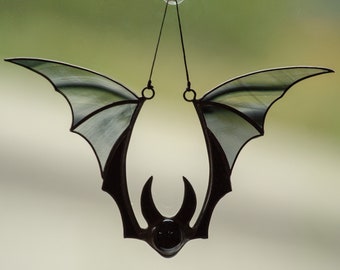 Halloween bat stained glass window hangings horror decor Halloween gift