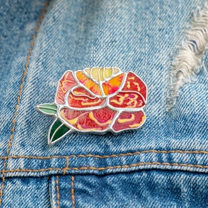 Flower stained glass jewelry Handmade Christmas gifts Сustom stained glass flower pin Mother gift Ukrainian costume jewelry
