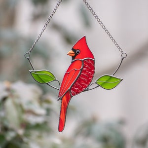 cardinal mom gift stained glass window hangings