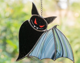 Halloween vampire bat stained glass window hangings Halloween ornament Halloween stained glass bat suncatcher