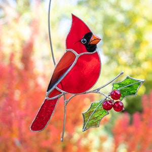 Glasmalerei Kardinal Ornament Baby Verlust Geschenk Kundenspezifisches Glasmalerei Kardinal Gedenkgeschenk Kardinal Kunst Vogel Suncatcher