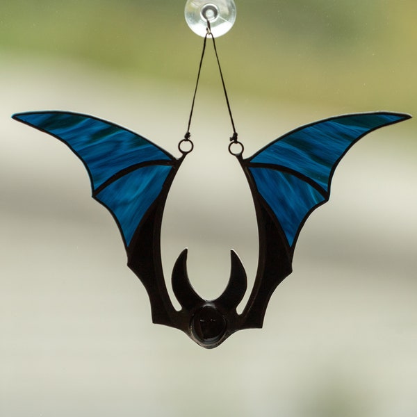 Halloween decor stained glass bat suncatcher spooky stained glass decor