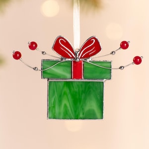 Christmas present stained glass suncatcher Christmas gifts ideas Christmas eve box stained glass window hangings Handmade Christmas gift