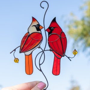 Stained glass cardinal gifts Christmas gifts Cardinal ornament Stained glass bird suncatcher Fathers Day gifts