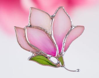 Bijoux magnolia vitrail cadeau fête des mères plante dame épingle Broche vitrail personnalisé bijoux fantaisie bijoux fleur en vitrail