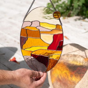 Grand Canyon Arizona stained glass window hangings Daughter in law gift Custom stained glass window panel Fathers day gifts