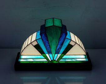 Modern stained glass lamp Godfather gift Table lamp shade Custom stained glass ornaments Nautical lamp