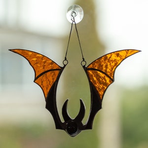 Halloween bat stained glass window hangings Goth decor Horror gifts