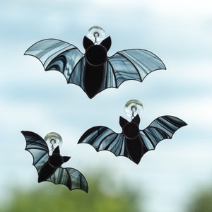 Halloween stained glass bat suncatcher Halloween gift Custom stained glass window hangings Halloween artwork Halloween stained glass horror