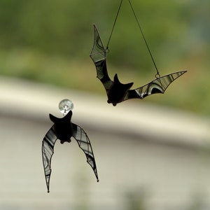 Halloween stained glass hanging bats