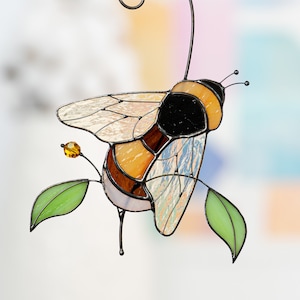 Stained glass bumble bee suncatcher