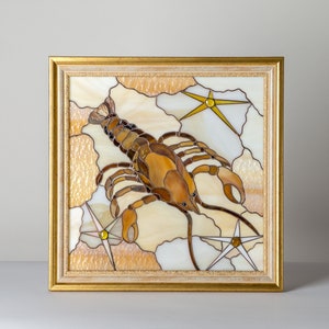 Cancer zodiac constellation gift Going away gift for coworker Stained glass panel Astrology gifts
