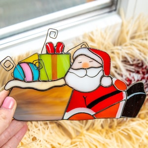 Kerst glas-in-lood raamversieringen Kerstcadeaus Kerstman glas-in-lood kerstversieringen