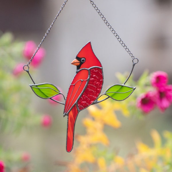 Stained glass cardinal Mothers Day gift Bereavement gift Custom stained glass cardinal memorial ornament Stained glass yard art