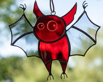 Stained glass bat Halloween gift Halloween stained glass window hangings Glassmasters stained glass suncatcher Halloween artwork